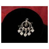 Charm w/Ruby colored stone, flowers, & hearts