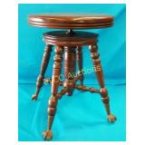 Vintage wooden stool w/glass ball feet