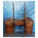 Antique vanity dresser without mirror, dark red