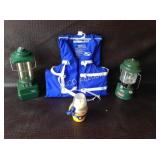 (3) Lanterns, & (1) life jacket