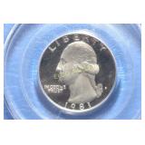 1981 S US Washington Quarter PCGS Graded PR69