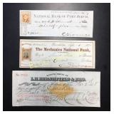 (3) Antique bank checks 1839-1874, originals
