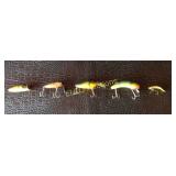 (5) Vintage wooden body fishing lures