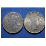 1922 & 1926 Peace Silver Dollars, 90% Silver,