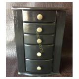 Armoir style jewelry box w/jewelry
