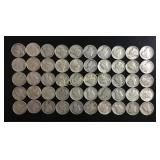 (50) Mercury dimes, 1923-1954, 90% Silver