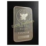 Five Ounce "Sunshine Minting" .999 Fine Silver bar