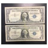 (2) 1957 A $1 Silver Certificates