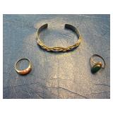 (1) Bracelet w/Opal stones, (1) ring w/red orange