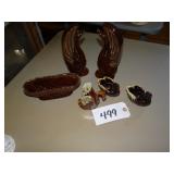 Brown ceramic swan figurines
