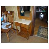 Oak hall stand w/ mirror