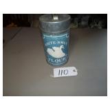 White Swan galvanized flour canister