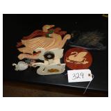 Swan plaques, napkin holder, miniatures