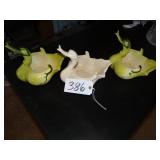 Two Hull lime green and one white Hull swan plante