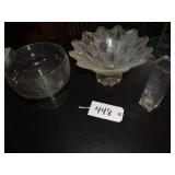 Glass compote, footed centerpiece dish, vase