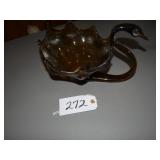 Olive green/brown stretch art glass dish