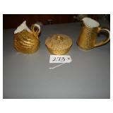 Elynor China weeping gold pitcher, swan planter, c