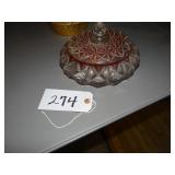 Cranberry flash diamond point candy dish