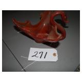 Red stretch art glass dish