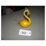 Yellow solid art glass swan
