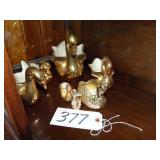 Lusterware gold plated swan figures