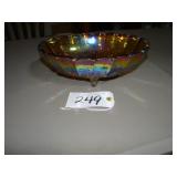 Amber footed carnival centerpiece bowl