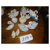 Fenton, Lenox, other asst swan planters and figuri