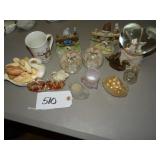 Assorted swan figures, soaps, candles, etc