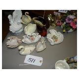 Assorted swan planters and figures