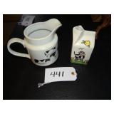 Cow pitcher and cow ceramic milk carton