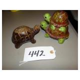 Two ceramic turtle banks