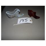 Hobnail opalescent shoe, ruby glass shoe