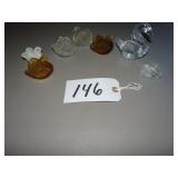 Amber and clear glass mini swans