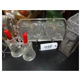 Heavy cut glass crystal vase, glass swan tray, gla