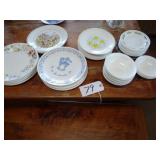 Assorted Corelle plates, bowls, etc