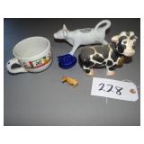 Cobalt mini cow on nest, cow mug, cow planter, wax