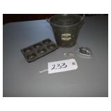 BEHRENS galvanzied small bucket, mini muffin pan,
