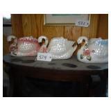Three assorted large ceramic swan planters