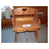 Oak child's rocker w/ butcher block seat