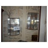 Two glass wall knick-knack shelf units w/ mini dee