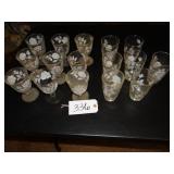Assorted Rose pattern vintage tumblers, sherbets,