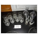 8 Christmas candle holders, rose pattern goblets,