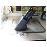 Assorted kitchen knives, some are Farberware