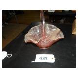Pink handled thumb print glass basket