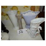Swan vases, assorted vases