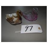 Fenton pink swan dish, Slag glass swan dish