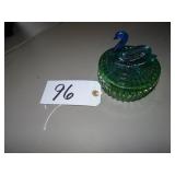 Jeanette glass swan covered dish
