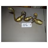 Three brass swan dishes