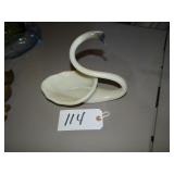 Vintage white swan art glass