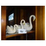 3 pc heavy graduated swan ceramic figure set